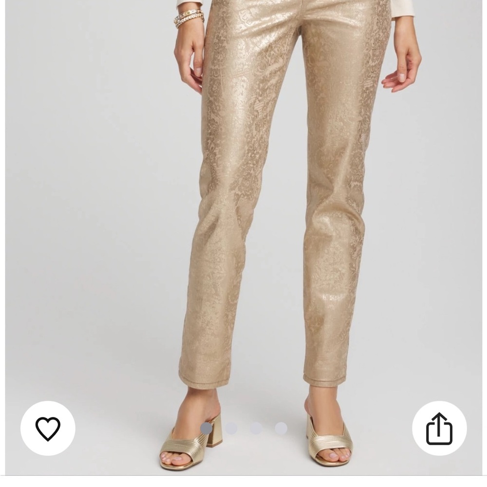 Chico's Shimmering Gold Straight Leg Pants
